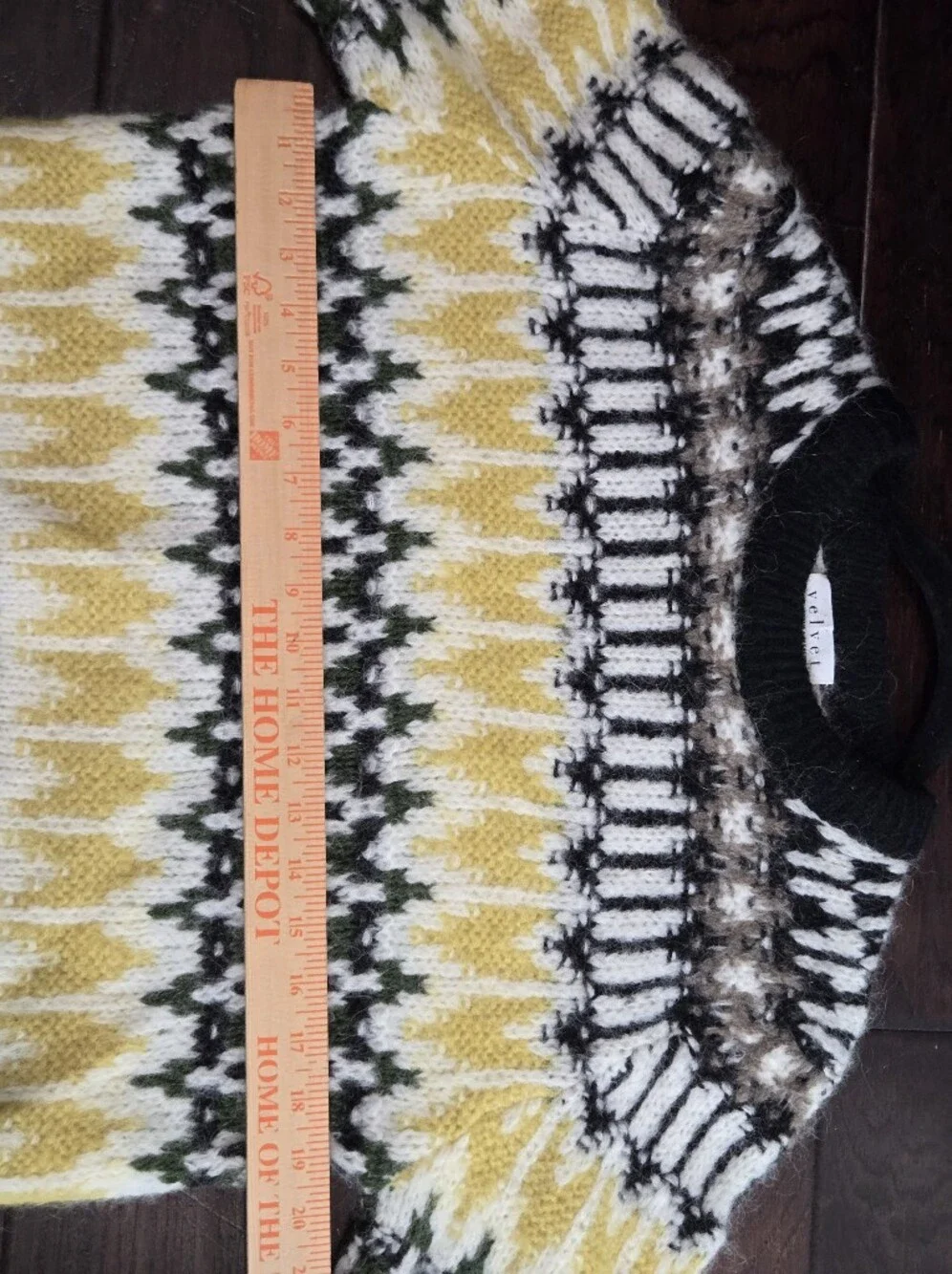 Velvet by Graham & Spencer Alpaca Fair Isle Sweater Yellow Ivory Peru S